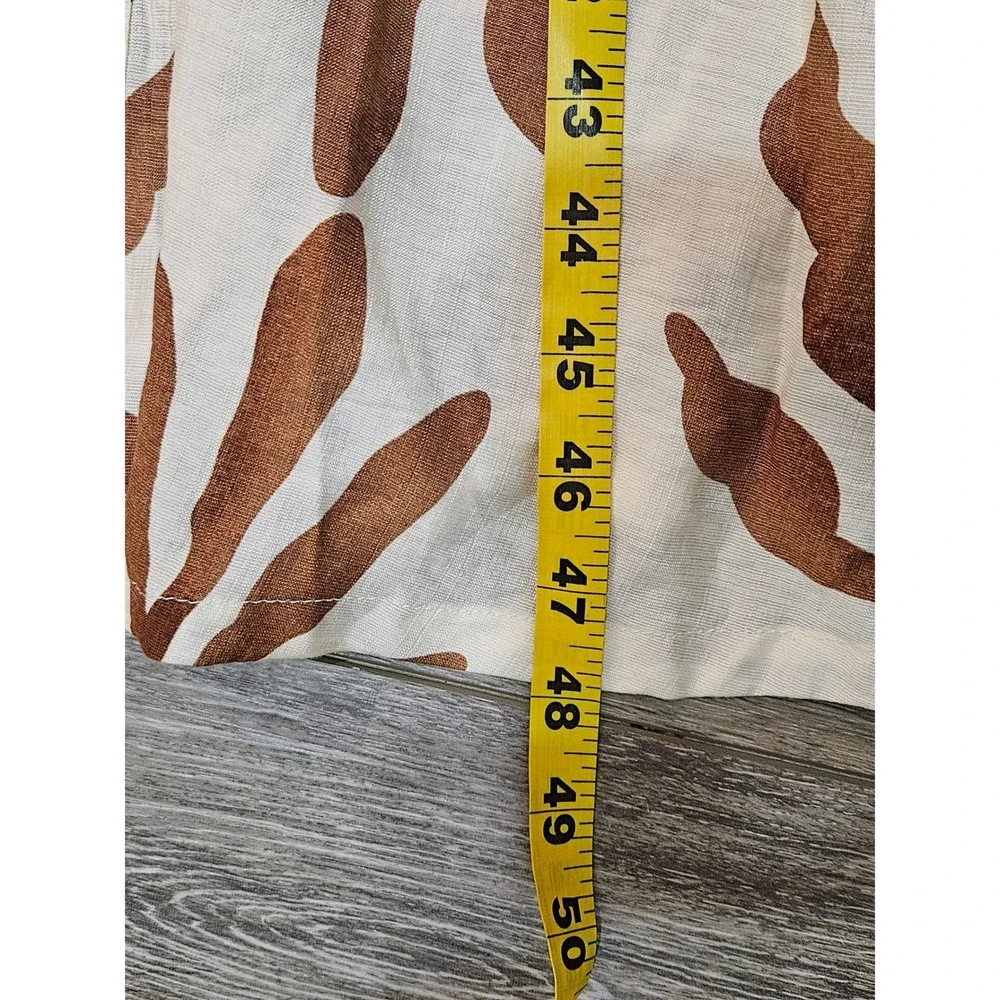Kariella Women Small Brown Cream Leaf Print Sleeveless Button Front Midi Dress